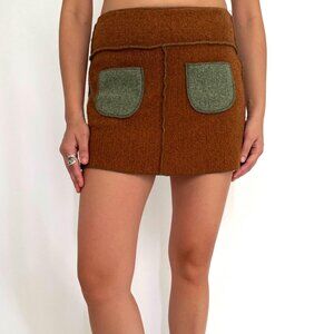 y2k vintage Beebop & Wally brown green boho fairy grunge felted short mini skirt